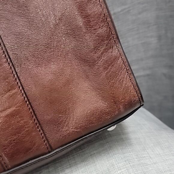 Wilson's VTG Women's Leather dark brown briefcase / Silver Hardware computer bag - Picture 3 of 9